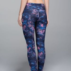 Lululemon Wunder Under Pants 4 leggings floral pink navy low rise